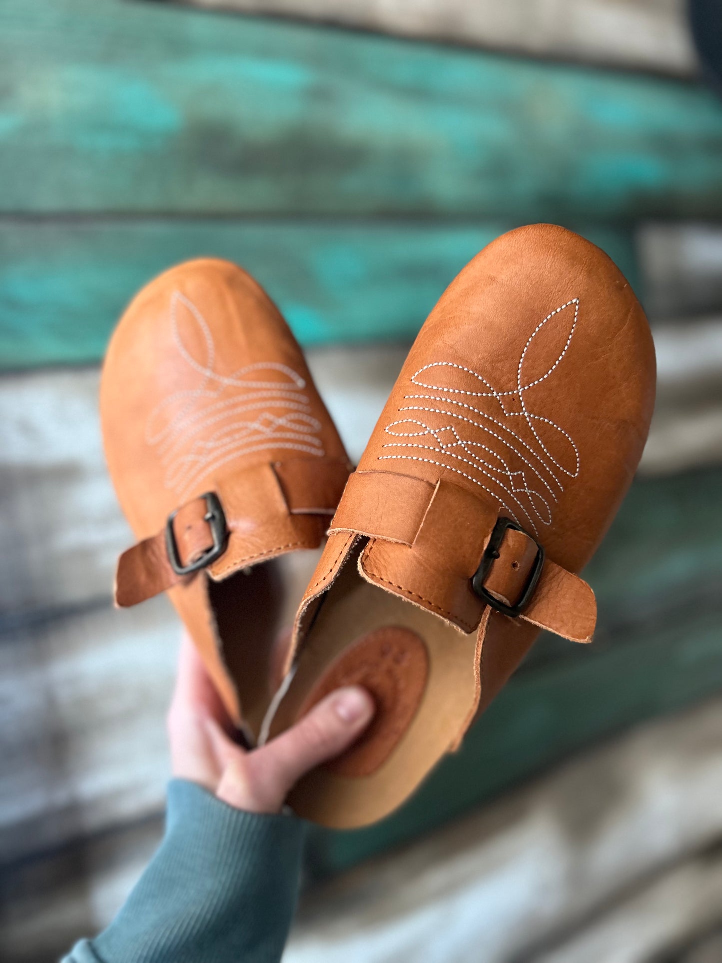 Leather Boot Stitch Mules