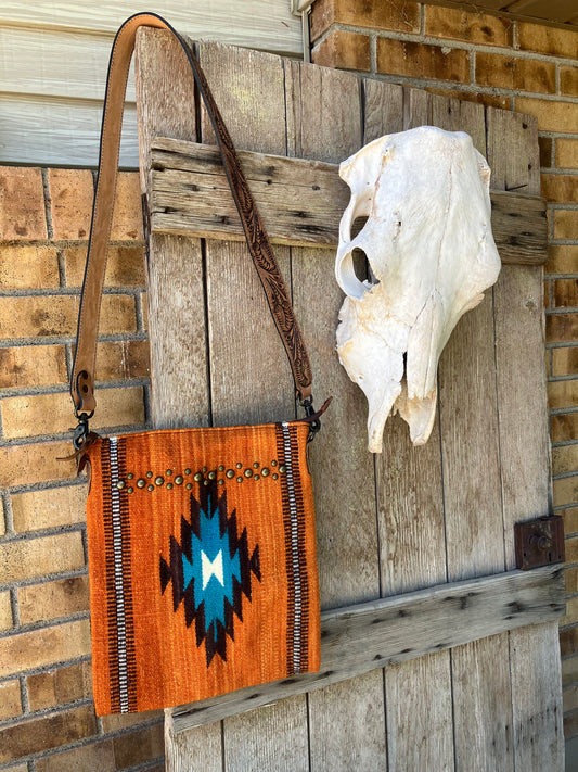 Crossbody Orange Aztec Bag