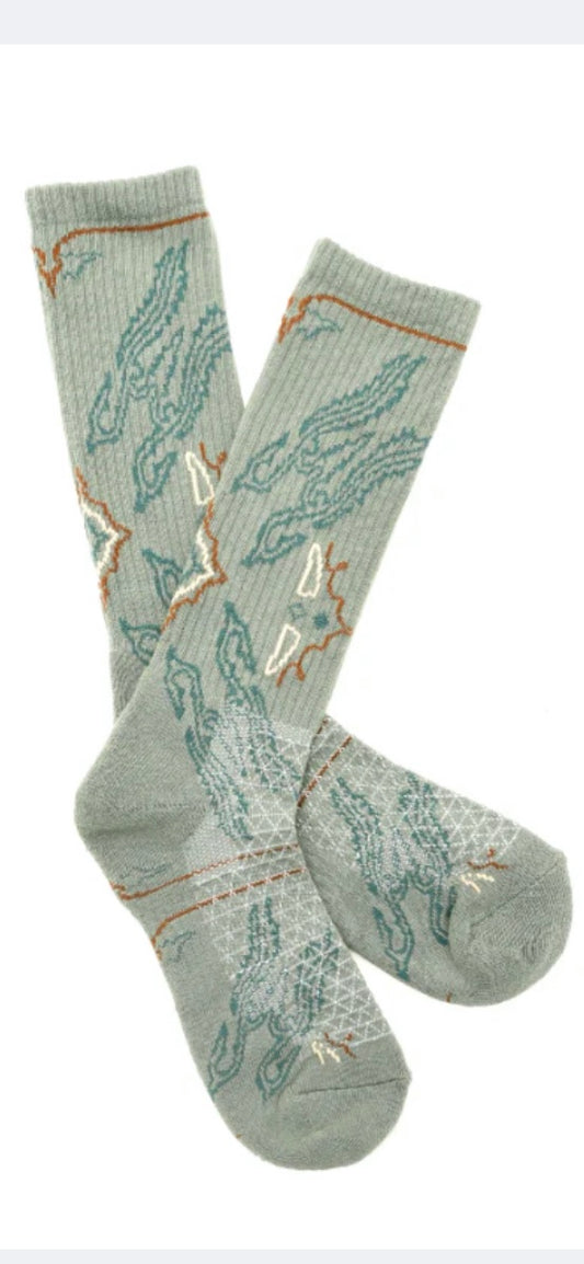 Western Boot Socks || Tucumcari Green/Gray