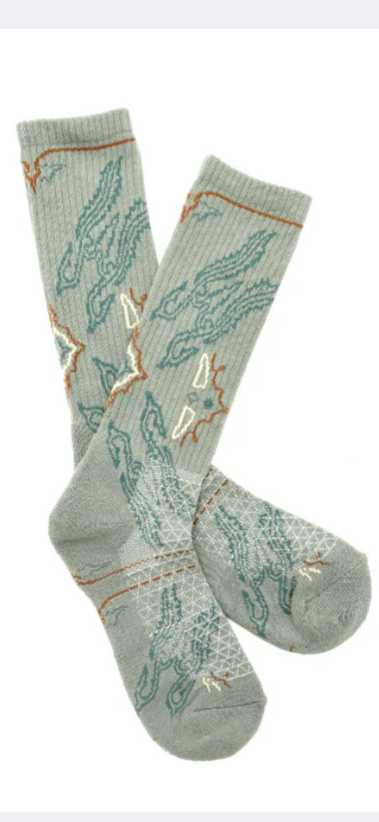 Western Boot Socks || Tucumcari Green/Gray