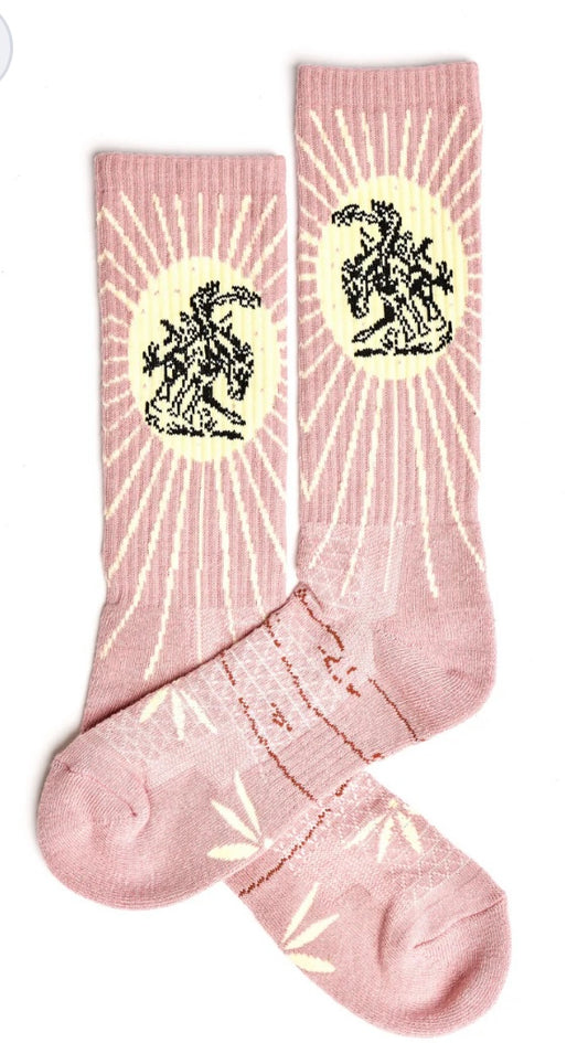 Western Boot Socks || Fringe Bucking Bronc Dusty Pink