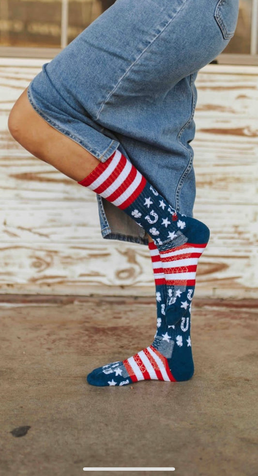 Western Boot Socks || Lucky Stars and Stripes