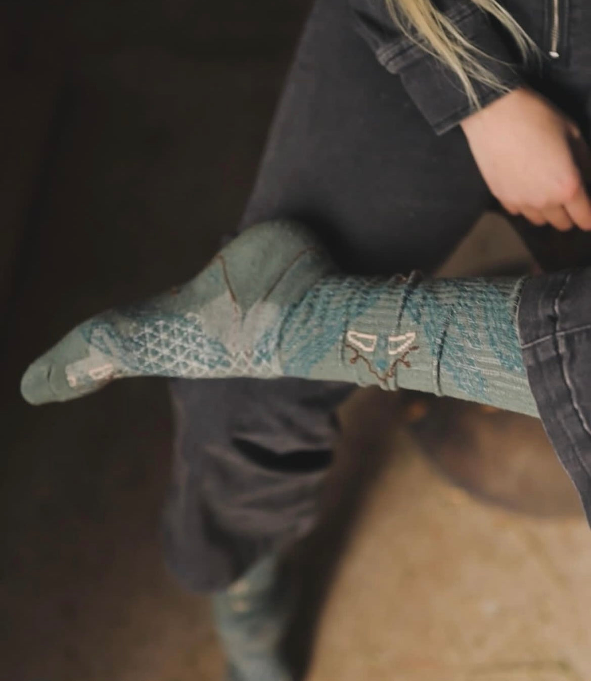 Western Boot Socks || Tucumcari Green/Gray